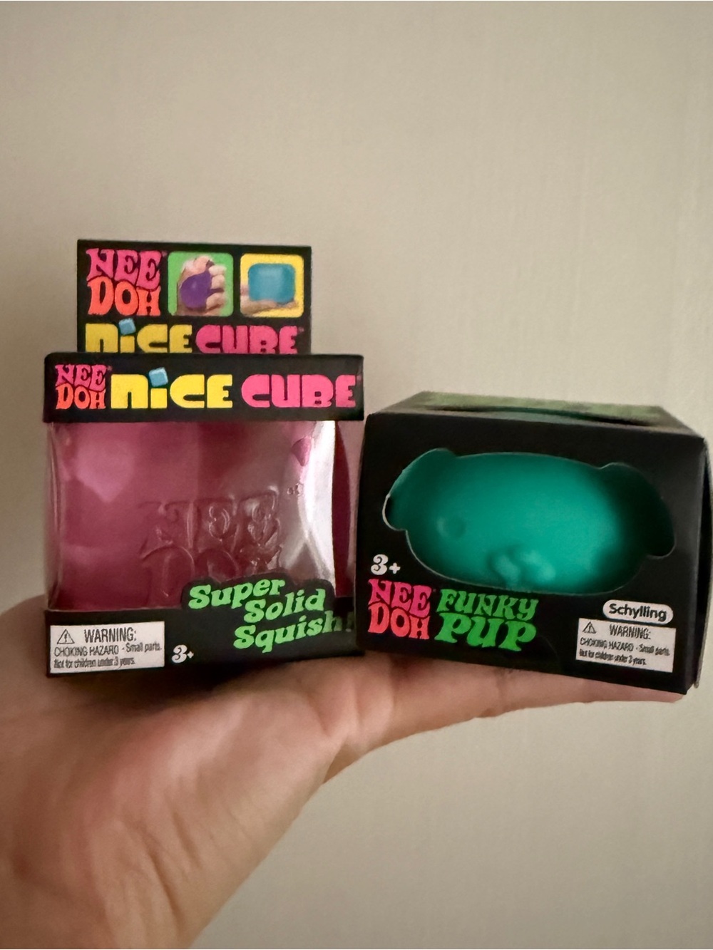 NeeDoh Nice Cube & Funky Pup Set - Pink and Blue